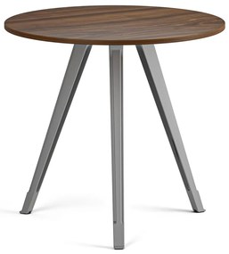 Stolik kawowy PRIMO ZEN, średnica 80 cm, szaro-srebrna podstawa, orzech