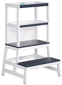 Wieża edukacyjna PLAY z drewna sosnowego, 93x51x50cm, biała/antracyt Spielwerk