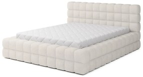 Białe tapicerowane łóżko dwuosobowe ze schowkiem ze stelażem 180x200 cm Dizzle – ELTAP