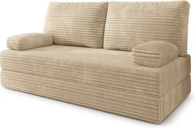 Masseno Sofa piankowa SILAR z funkcją spania, Kanapa z pianki do salonu, Bezmontażowa, Tkanina sztruksowa – Kremowy TILIA 03