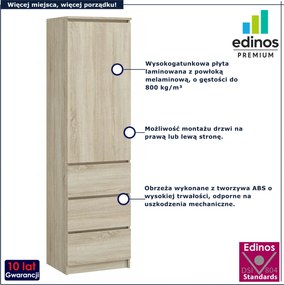 Szafa jednodrzwiowa z szufladami i półkami dąb sonoma K2-G23