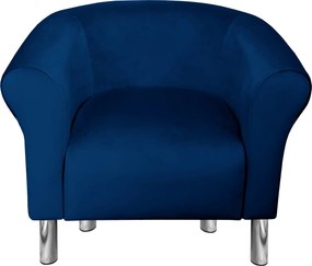 Fotel Milo tkanina Welur wygodny fotel tapicerowany do salonu i sypialni : Kolor nogi - Chrom, Kolor tkaniny - VELVET - MG16, Wysokość nogi - 15 cm