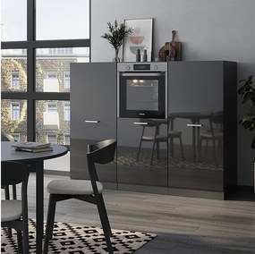 Blok kuchenny antracyt wysoki połysk/antracyt 180x46x81.6 r-line