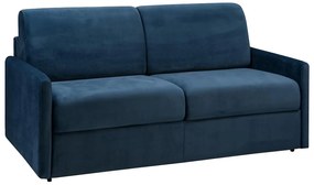 Kanapa CALIFE – rozkładana, 3-osobowa, typu express, welur – kolor granatowy – miejsce do spania 140 cm – materac 14 cm