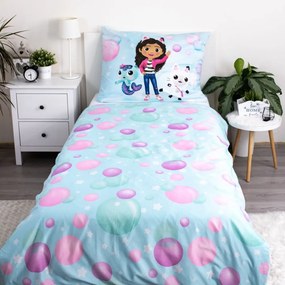Pościel dziecięca jednoosobowa z mikrowłókna 140x200 cm Gabby's Dollhouse "bubbles" – Jerry Fabrics