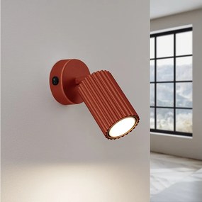 Lampa ścienna minimalistyczny Gloow, aluminium - 1 źródło światła 3000K - L.8 x H.16 cm - ochra czerwona