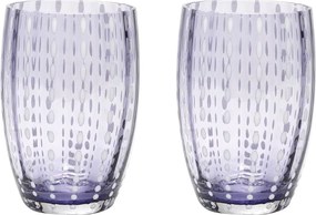 Szklanka Zafferano Perle Lavender - dmuchane ustami kolorowe szkło, 32 cl, ręcznie robione - zestaw 2 kieliszków rzemieślniczych do wody lub koktajli