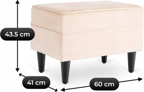 Fotel Wypoczynkowy Uszak EVAN 2 z Podnóżkiem Beżowy Welurowy Nowoczesny