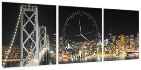 Obraz Brooklyn Bridges i Nowego Jorku (z zegarem) (90x30 cm)