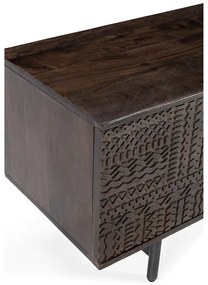 Ciemnobrązowa szafka pod TV z litego drewna mango 145x48x40 cm Kalai – MOME