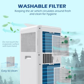 HOMCOM Przenośny klimatyzator 1250 W z 5 trybami i timerem 24h, 35,5x35x70 cm, biały | Aosom PL