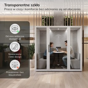 Budka akustyczna do biura INBOX 4-osobowa 2200 x 2200 x 1220 mm