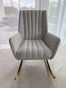 Fotel wypoczynkowy bujany do salonu, sypialni, na płozach tkanina beż, FW6