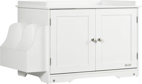 PawHut Kuweta Domek dla Kota z Regulacją Ściany Magnetyczne Drzwi Schowki Biały 86x48x52cm | Aosom PL