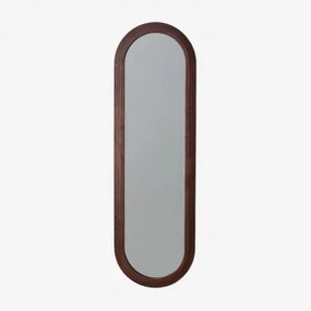 Lustro Ścienne Owalne 50x165 Cm Z Drewna Dębowego Munar Ciemne Drewno - Sklum