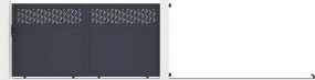 Brama przesuwna aluminiowa półpełna ze wzorem 374 x 180 cm - antracytowa - BAZIO