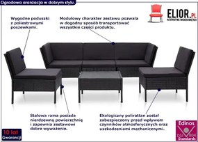 Zestaw czarnych mebli ogrodowych - Naja 5X
