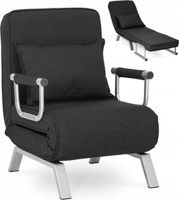 Fotel Rozkładany BART Wypoczynkowy Czarny do Spania Leżanka Nowoczesny