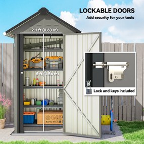 Outsunny Metalowy Domek Narzędziowy 1,17 m², Schowek z Dwuspadowym Dachem, Wentylacją, Zamkiem i Rękawicami, 122 x 121 x 192 cm | Aosom PL
