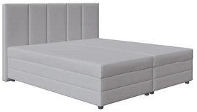 Łóżko tapicerowane ISABEL 180x200 z materacem sprężynowym i pojemnikiem na pościel, jasnoszare