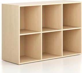 Regał FRAME, niski, 3 kolumny, 881 x 1299 x 450 mm, brzoza