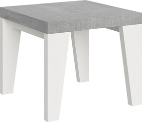 Stół rozkładany 90x90/246 cm Blat cementowy Naxy Mix - Nogi z białego jesionu