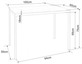 Zestaw jadalniany 1 + 4, stół RAMOD 100x60 cm biały/dekor dąb + białe krzesło KITO