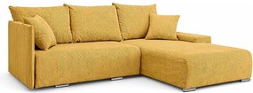 Narożnik, Sofa w kształcie L, tkanina sztruksowa Poso, Żółty, Prawy, Livorno L