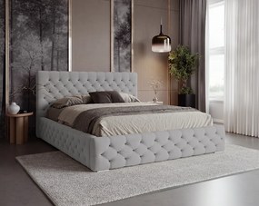 BESILIO Łóżko pikowane z guzikami 160x200 Chester - łóżko z pojemnikiem chesterfiled - Jasnoszary