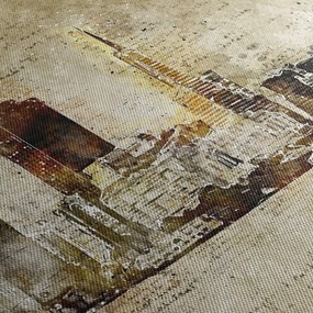 Obraz - Artystycznie ukształtowane miasto (z zegarem) (90x30 cm)