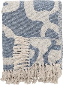Niebiesko-beżowy koc z bawełny z recyklingu 130x160 cm Salobre – Bloomingville