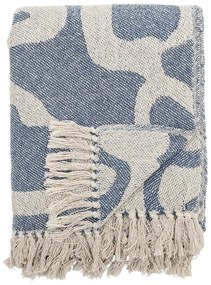 Niebiesko-beżowy koc z bawełny z recyklingu 130x160 cm Salobre – Bloomingville