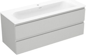 Mexen Rivel szafka łazienkowa 120 cm z umywalką Vela, 2 szuflady, ryflowana , szara mat/biała mat - 91A20-12047-2-BFF62-W23M0