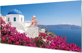 Panel szklany do Kuchni Kwiatowy Zakątek nad Morzem