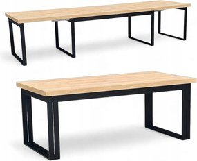 Stół Duży Czarny + DĄB HIKORA 100x200 rozkładany do 400 cm Metalowe Nogi