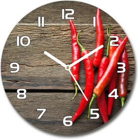 Zegar szklany okrągły Papryczki chilli