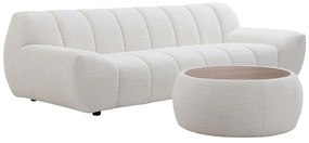 Kanapa 3-osobowa i stolik kawowy z białej tkaniny z bukli SORIELI