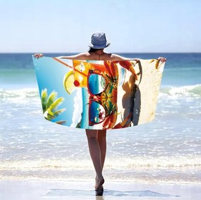 Szybkoschnący ręcznik plażowy JUST CHILL 100x180 cm kolorowy, 100% mikrofibra