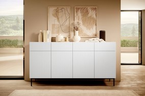 Komoda z szufladami Nicole 200 cm - biały mat / czarne nóżki