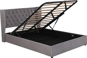 Łóżko tapicerowane welurowe 140x200cm z stelażem na listwach - Szare