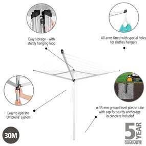 Ogrodowa suszarka na pranie w kolorze srebra 30 m Essential – Brabantia