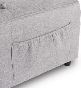 Fotel Wypoczynkowy Rozkładany IBERIS 67 cm Szary Tapicerowany Nowoczesny