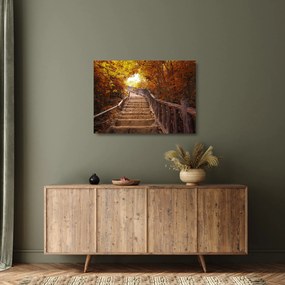 Obraz na szkle - Schody w naturze jesienią (70x50 cm)