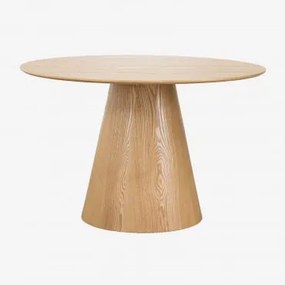 Okrągły Drewniany Stół Jadalny Aura Ø120 Cm & Fornir Jesionowy & Fornir Jesionowy - Sklum
