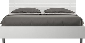 Łóżko wyposażone w stelaż z listwami z pojemnikiem 160x200 Nachylony zagłówek z listwami Frassino biała Ankel