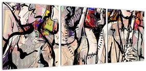 Obraz - Jazzowa noc (z zegarem) (90x30 cm)
