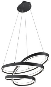 Czarna lampa wisząca LED ze sterowaniem głosowym/mobilną aplikacją i metalowym kloszem Ciola – CINQUE