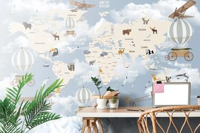 Tapeta piękna dziecięca mapa ze zwierzętami
