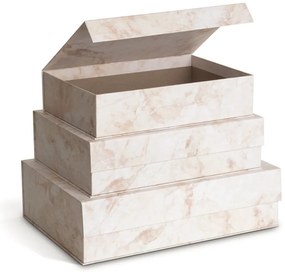 Beżowe kartonowe pojemniki dekoracyjne z pokrywką zestaw 3 szt. 42,5x29,5x13 cm Kian Paper Laminate – Bigso