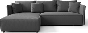 Grafitowa Rozkładana Sofa Narożna Z Pojemnikiem M3-N29